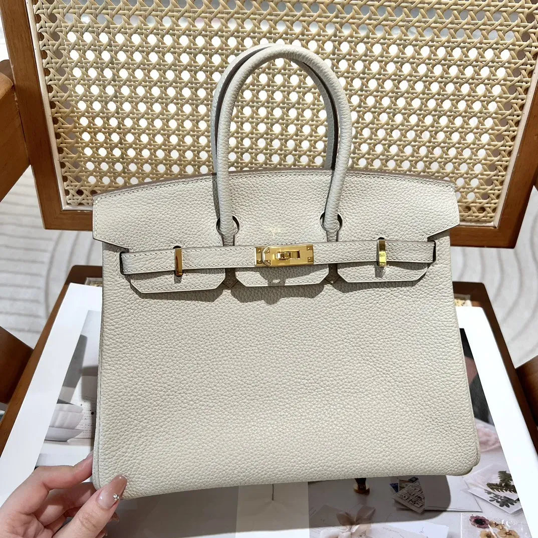Hermès Birkin 25 Hss Bag In Chalk / Dove Grey Togo Leather